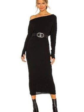 Enza Costa - black sweater knit slouch dress - size small